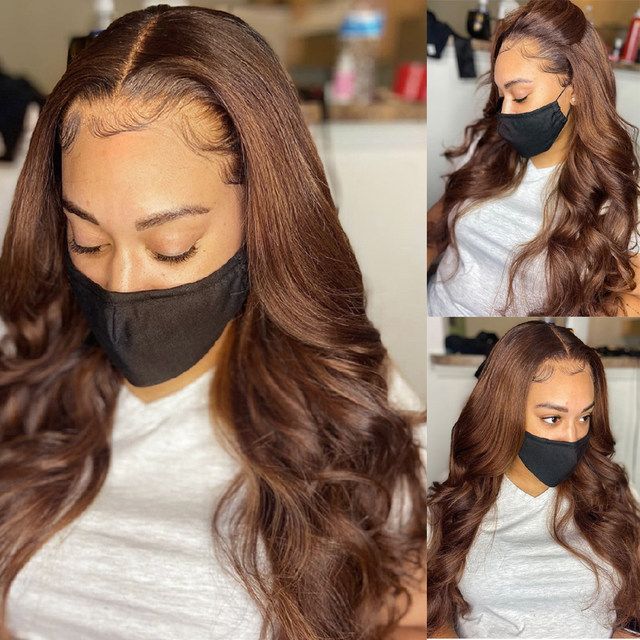 Fasci colorati con chiusura fasci di tessuto per capelli umani a onda del corpo con chiusura in pizzo HD estensioni marrone ombre per le donne_voghion.com