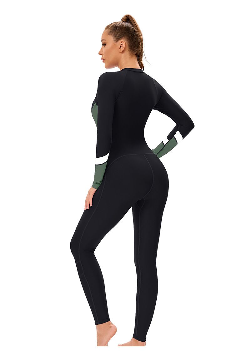 Women's Clothing Muslim New Color Matching Conservative Women's One Piece Swimsuit Long Sleeved Full Surround Sun Proof Tight Swimsuit_voghion.com