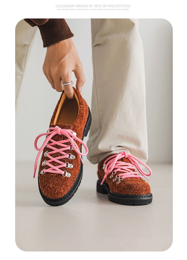 Men's Casual Streetwear Derby Shoes With Thick Sole & Color Blocking Design - Comfortable For Business & Outdoor Wear_voghion.com