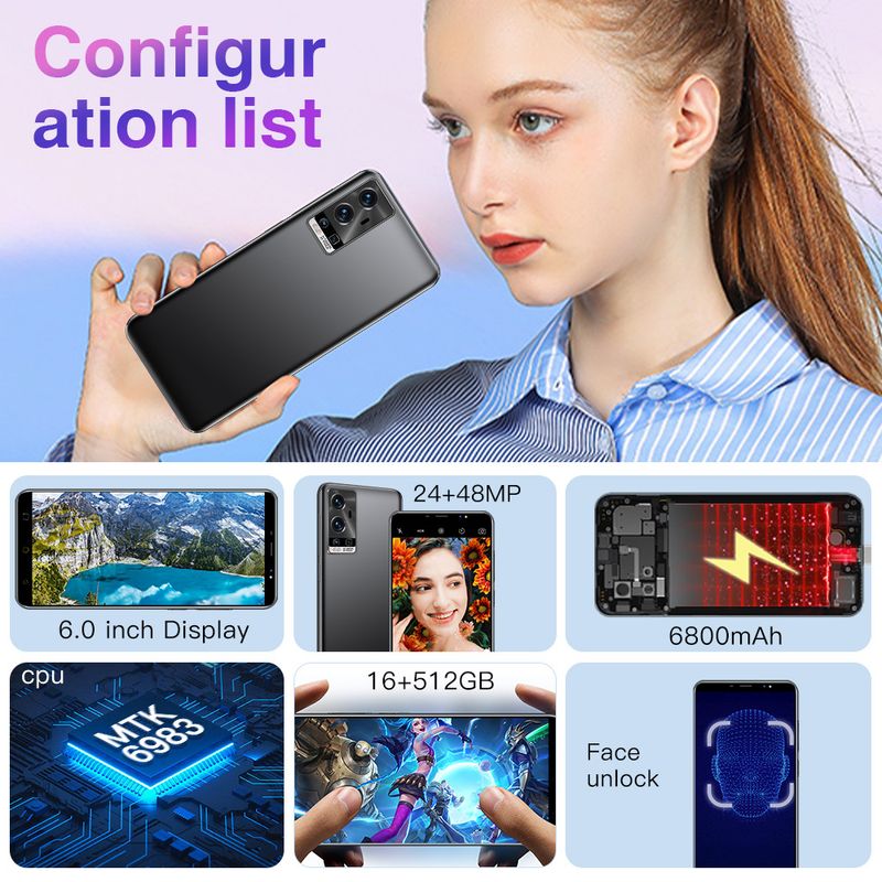 Pametni telefon A16E z Androidom, 6,0-palčnim velikim zaslonom, domači telefon_voghion.com