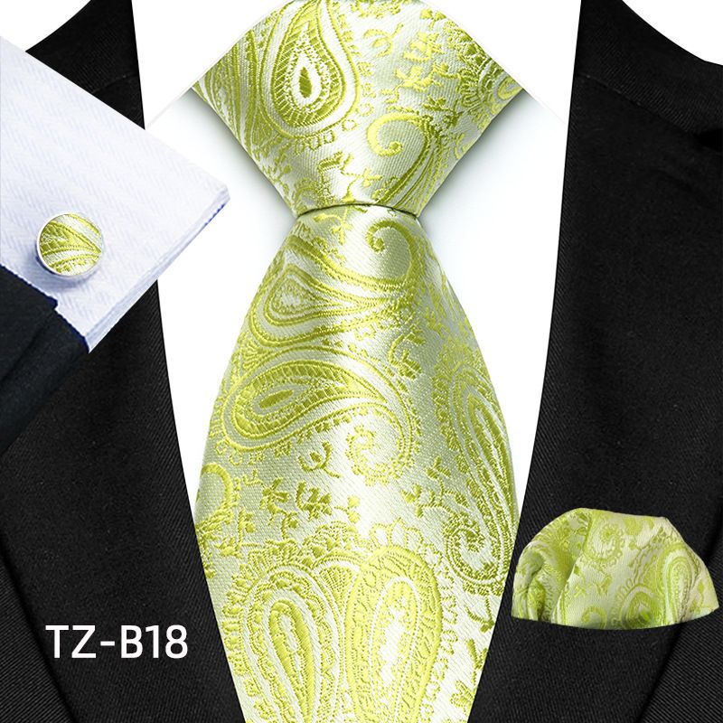 Set de costum de nuntă bărbătesc cu model paisley, cravată și batistă de buzunar, cu manșete_voghion.com
