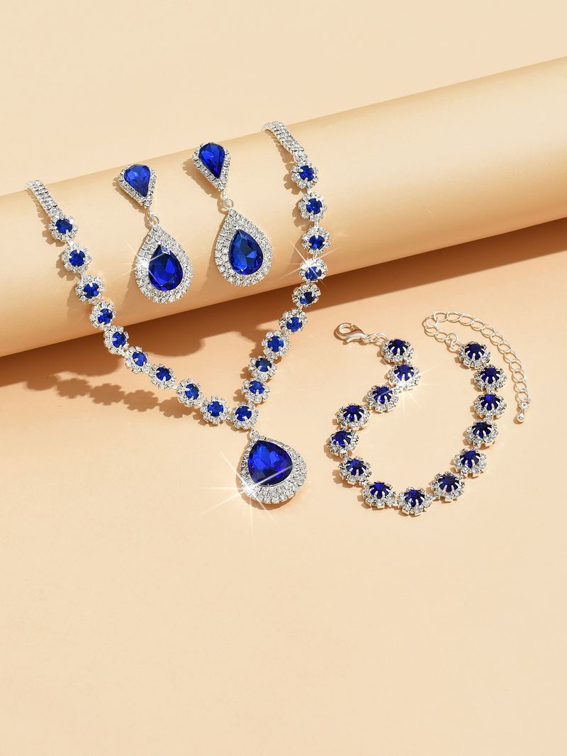 Set di gioielli per cena di nozze alla moda da donna Set di gioielli per sposa e sposa, collana, orecchini, bracciale, set di tre pezzi_voghion.com