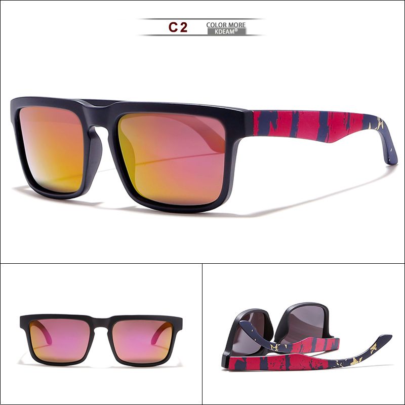 KDEAM Occhiali da sole polarizzati con funzione accattivante per uomo, montatura nera opaca. Occhiali da sole con templi dipinti e fantastici giochi_voghion.com