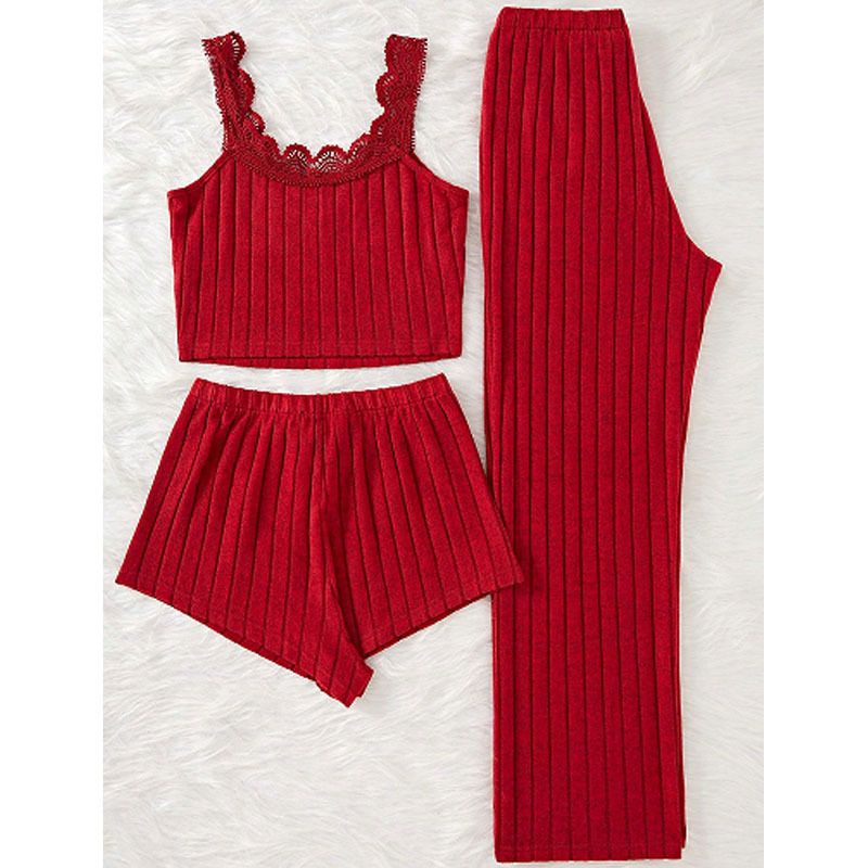 ChicShe – Europäisch-amerikanisches Nachthemd mit sexy Spitzen-Patchwork, hochwertiges Tragegefühl, hochgeschnittene Shorts und lange Hose_voghion.com