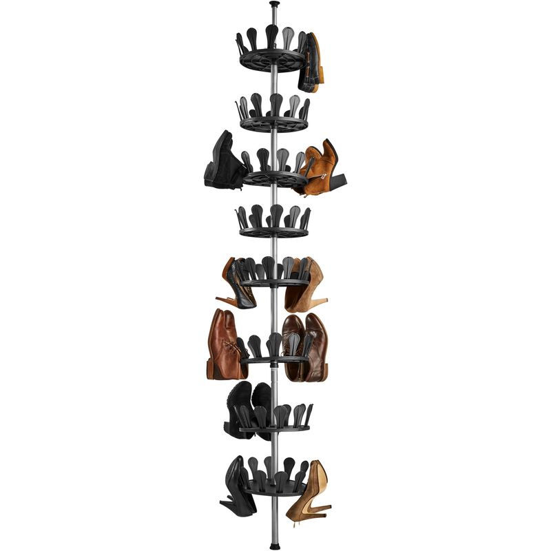 Telescopic Shoe Carousel Rack Storage Tree Organizer Stand Shoes For 48 Pairs_voghion.com
