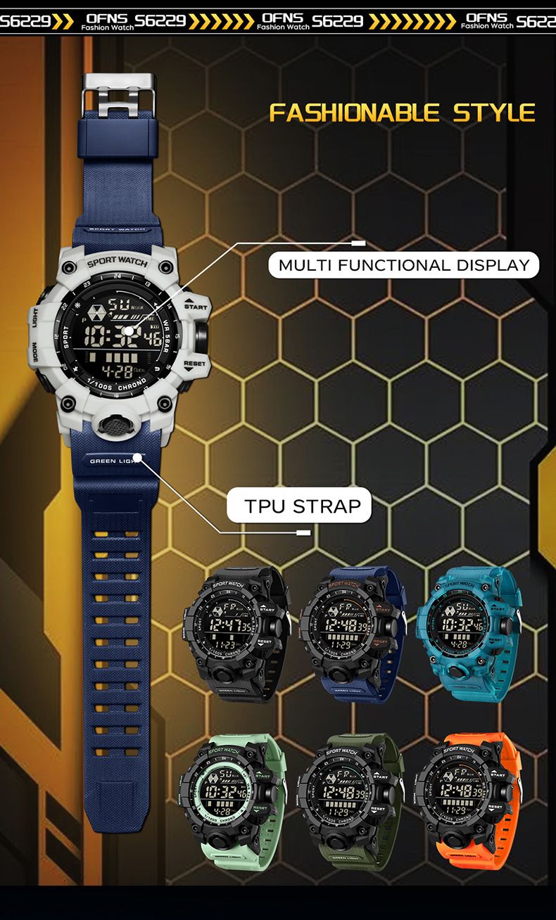 Orologio digitale impermeabile da uomo e da donna con retroilluminazione a LED, sveglia, cronometro, datario, orologio sportivo leggero per l'uso quotidiano_voghion.com