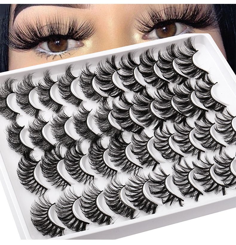 False Eyelashes 20 Pairs Of Mixed Mink Eyelashes In Boxes, False Eyelashes, Hard Stems, Thick And Curled Eyelashes_voghion.com