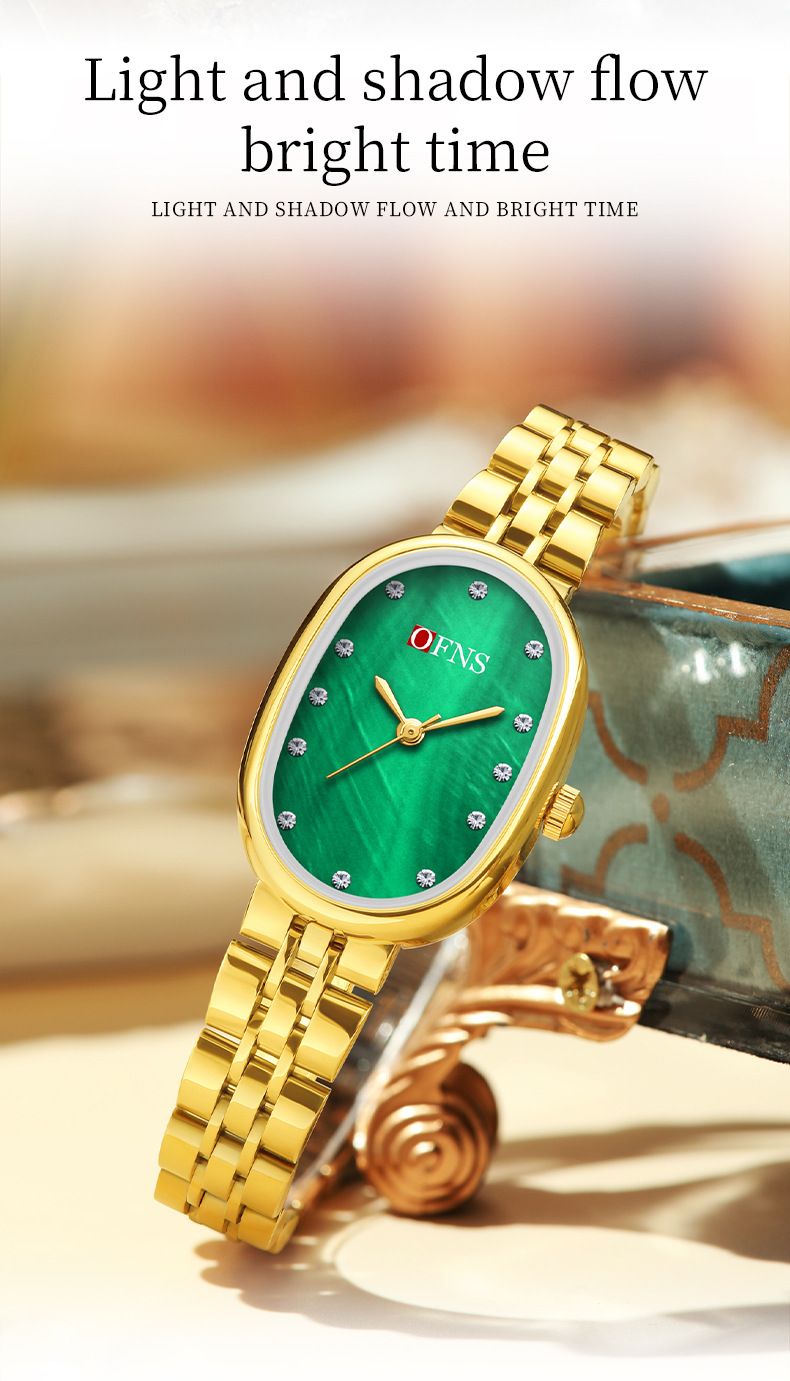 Elegante orologio al quarzo da donna con dettagli in diamanti, quadrante ovale impermeabile ed elegante per abbigliamento casual. Orologio al quarzo impermeabile Caibei, orologio da donna di alta gamma._voghion.com