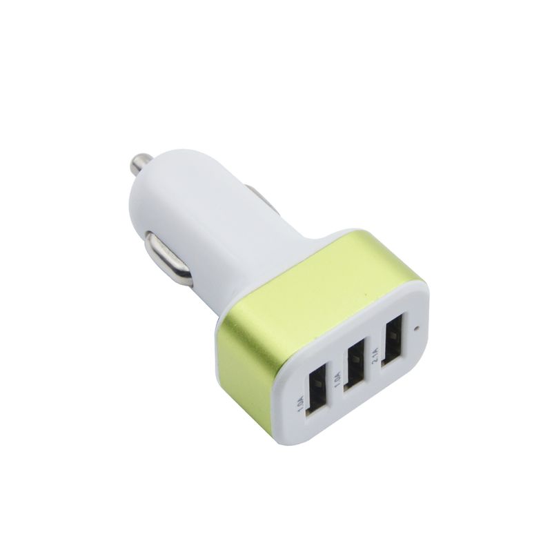 1A 3USB Firkantet med Aluminiumlegering Mobiltelefonoplader, Biloplader_voghion.com