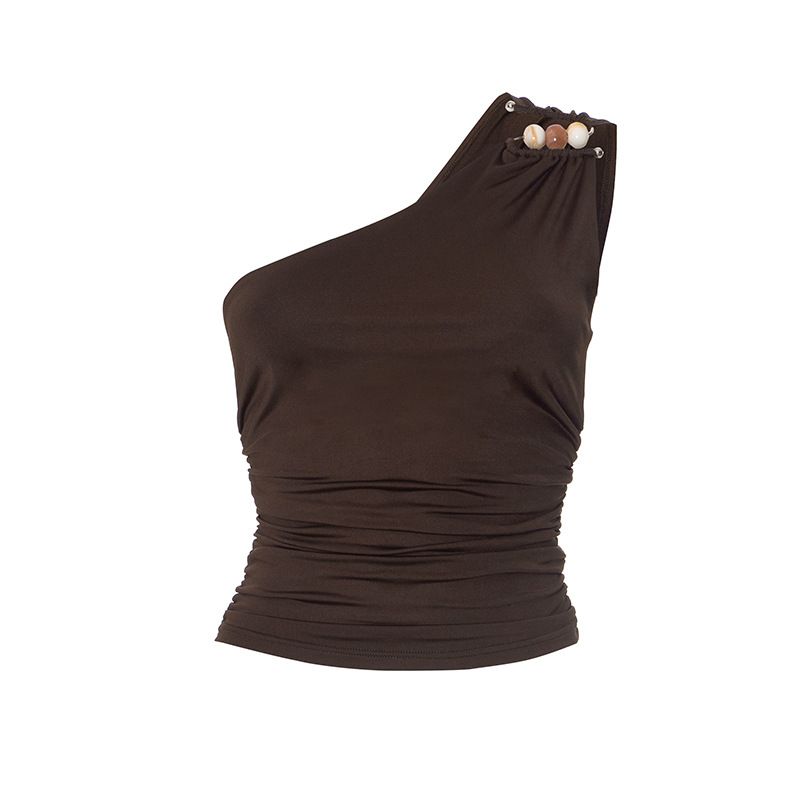 Women's Clothing Spring And Summer New Sexy One Shoulder Navel Baring Vest T Shirt Tops For Women_voghion.com