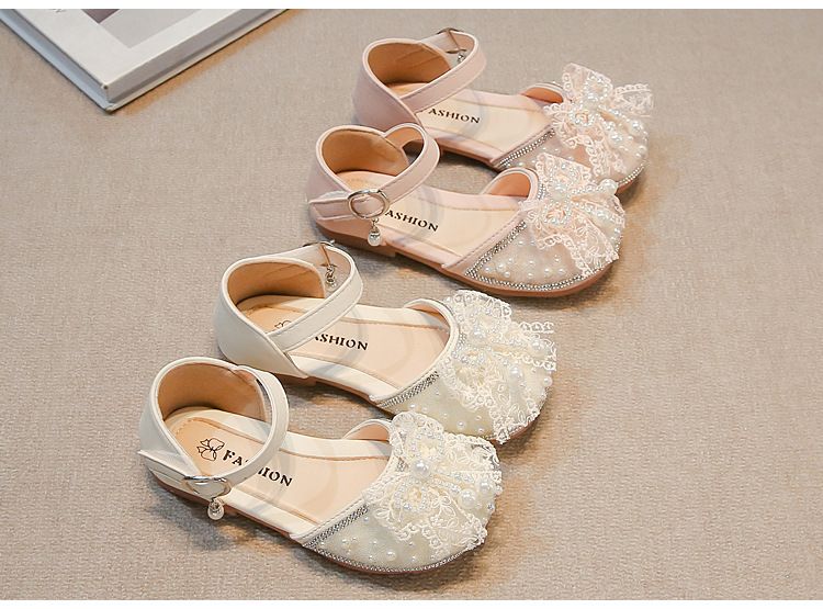 Mädchen Prinzessin Schuhe Perle Zehe Halb Sandalen Mädchen Performance Schuhe Sommer Neue Kinder Weiche Unterseite Kristall Schuhe_voghion.com