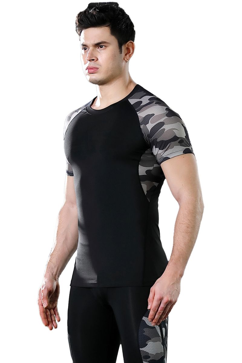 Sigutu Sports Speed Dry T-krekls Vīriešu Summer Stretch PRO Tight Running Training Īsām piedurknēm Fitnesa Apģērbi_voghion.com