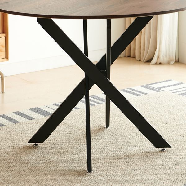 42.1' Table Mid-century Dining Table For 4-6 People With Round Mdf Table Top, Pedestal Dining Table, End Table Leisure Coffee Table,cross Leg_voghion.com