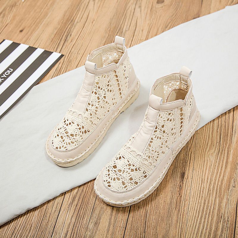 Martin Women's Summer Breathable Short Spring 2025 Spring/Summer New Student Flat Bottom Hollow Mesh Cool Boots_voghion.com