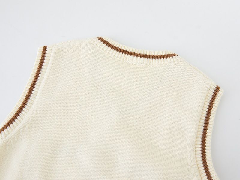 Gilet en tricot brodé de dessins animés pour filles – Uniforme scolaire printemps-automne (80-140 cm)_voghion.com