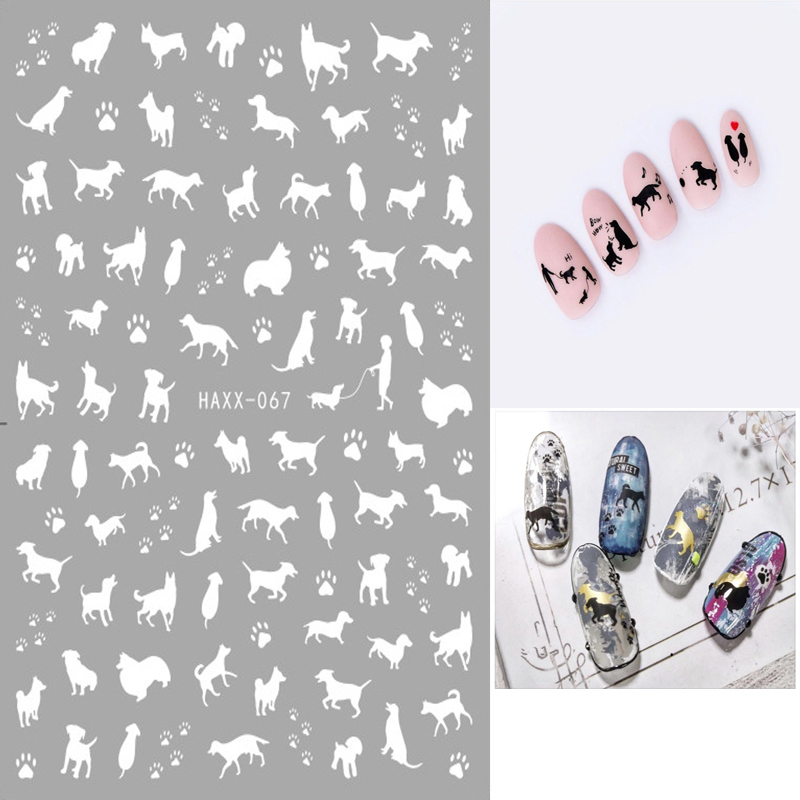 Hunde Katzen Nägel Kunst Maniküre Rückenkleber Aufkleber Dekorationen Design Nagelaufkleber für Nägel Tipps Schönheit Aufkleber Abziehbilder für weibliche Mädchen_voghion.com