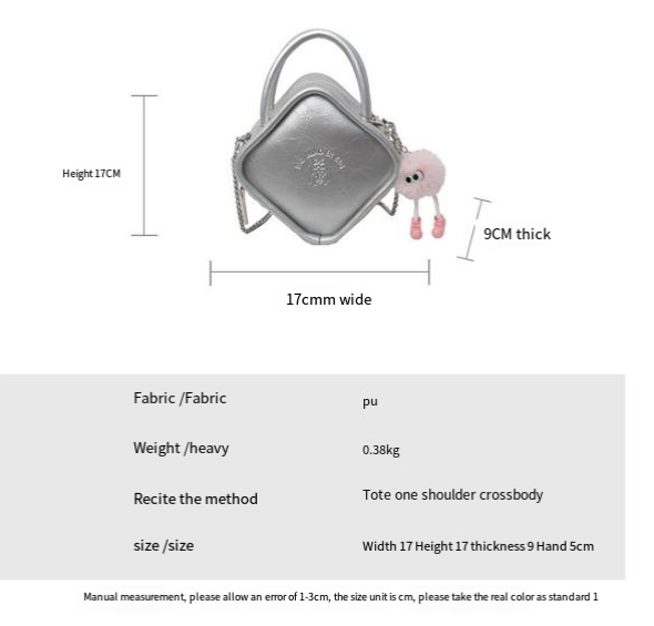 H7 borsa a tracolla con catena versatile e di alta qualità in argento da donna, mini borsa a mano, piccola borsa quadrata_voghion.com