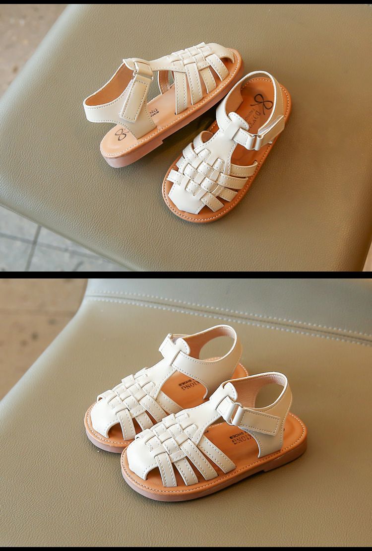 Sandali chiusi in pelle traspiranti con punta cava, stile coreano, per bambine, estate 2023, nuovi_voghion.com