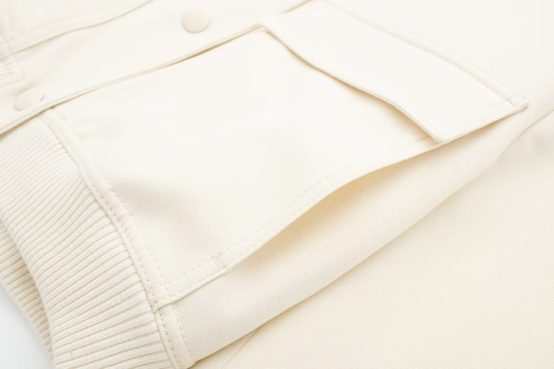 Women's Clothing Spring New Stand-up Collar Large Pocket Jacket Coat + Pleated Design Shorts Suit_voghion.com