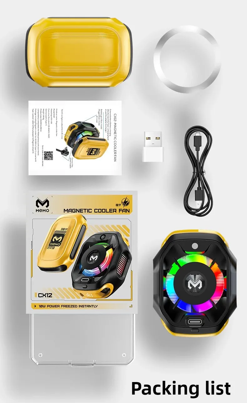 2025 MEMO CX12, Mobile Phone Cooler, External Battery, For PUBG, Magnetic Semiconductor Ice Cooling Radiator With AI_voghion.com