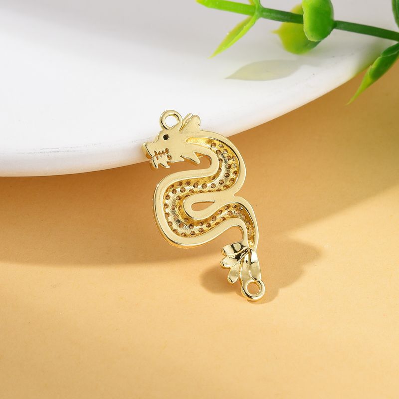 1 pièce 30*16mm trou 1~1.9mm connecteurs pendentif dragon en cuivre zircon_voghion.com