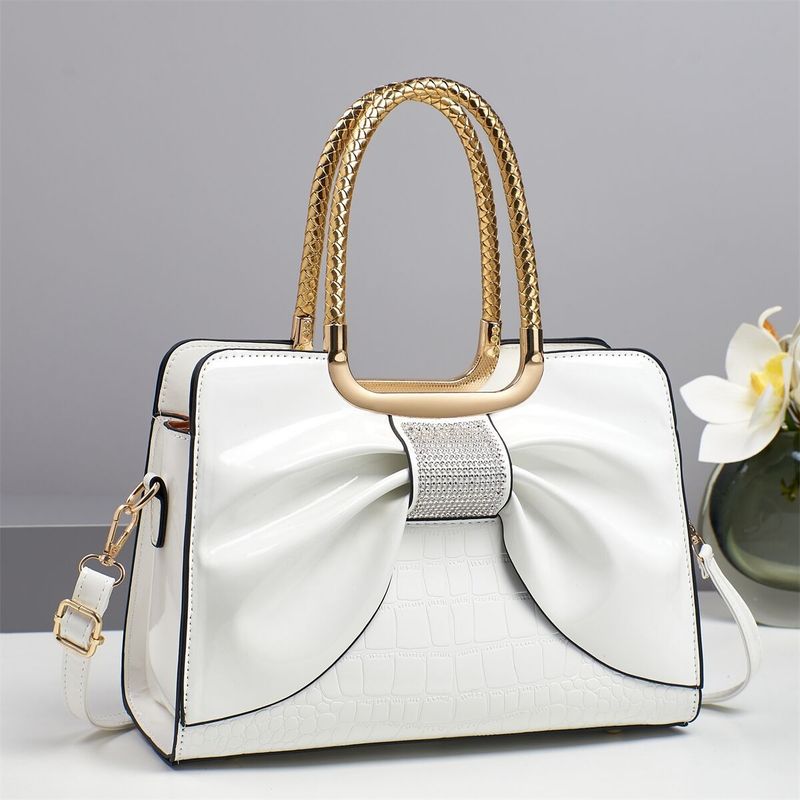 Elegant Women's Shoulder Bag - Soft PU Tote With Zipper Closure, Spacious Interior & Stylish Bow Detail, (Multiple Colors Available)_voghion.com