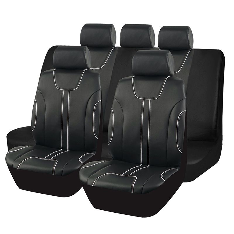 The new car seat cover classic black PVC inlay line design sense personality simple atmosphere_voghion.com