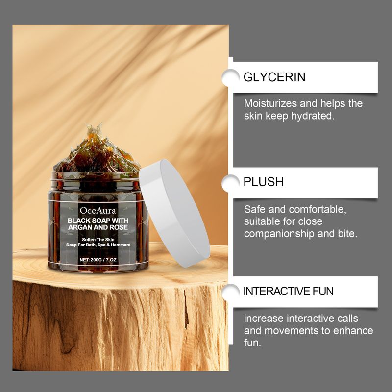 OceAura Black Soap With Argan And Rose, Deep Cleansing Moisturizing Skin Deodorizing Long-Lasting Cleansing Soap_voghion.com