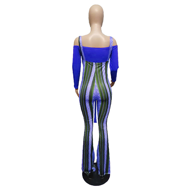 Neues modisches und lässiges zweiteiliges Set mit Hosenträgern mit geometrischem Druck und hoher Taille_voghion.com
