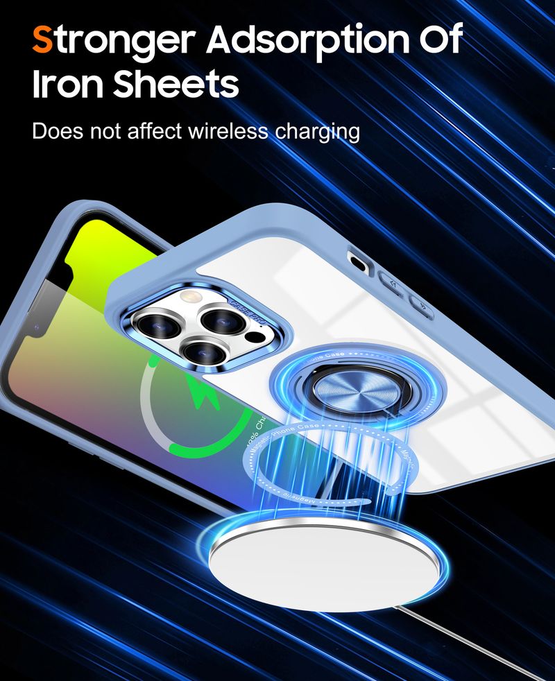 Phone Case & Covers Applicable 15Pro Mobile Phone Case Transparent Ring Car Invisible Bracket Magnetic Suction Protective Cover_voghion.com