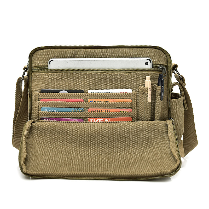 Borsa a tracolla multifunzionale da uomo, in tela, di grande capacità, casual, alla moda, con scomparti multipli_voghion.com