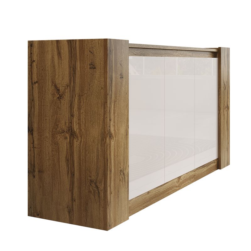Credenza Hochglanzweiß Mit Grifflosem Design, Abgeschrägte Türen_voghion.com