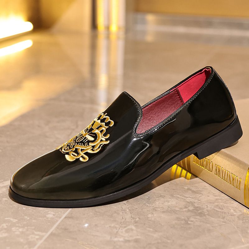 Leder-Loafer mit Stickerei, One-Foot-Business-Leder-Herrenschuhe, trendige High-End-, atmungsaktive und geruchsneutrale Füße_voghion.com