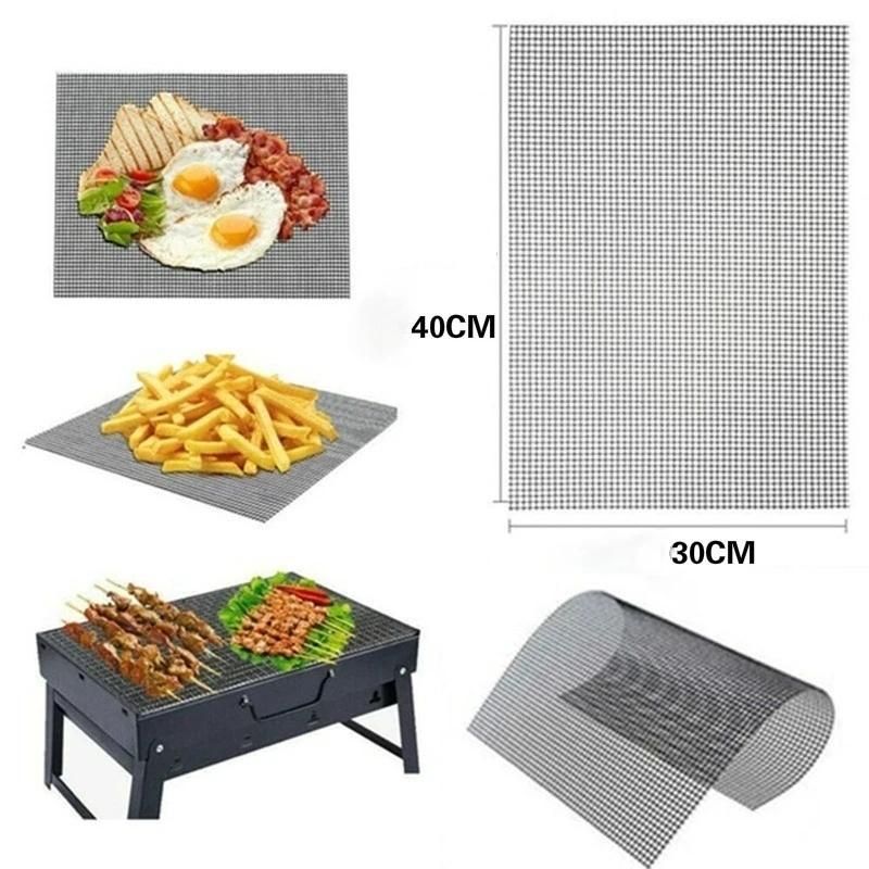 Non-Stick High Temperature Resistant BBQ Grid Pad Barbecue Mesh Reusable Easily Cleaned Cooking Pads Baking Grill Tool_voghion.com