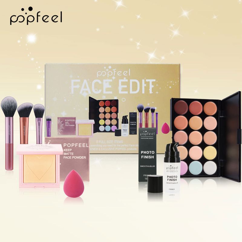 Make-up-Sets Hit Popfeel Make-up-Set Concealer Foundation Make-up-Pinsel Make-up Beauty-Tool Geschenkbox SET006C_voghion.com