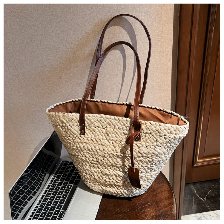 Große gewebte Tasche für Damen mit großer Kapazität, Sommer 2023, neue Umhängetasche, multifunktionale tragbare Beuteltasche_voghion.com