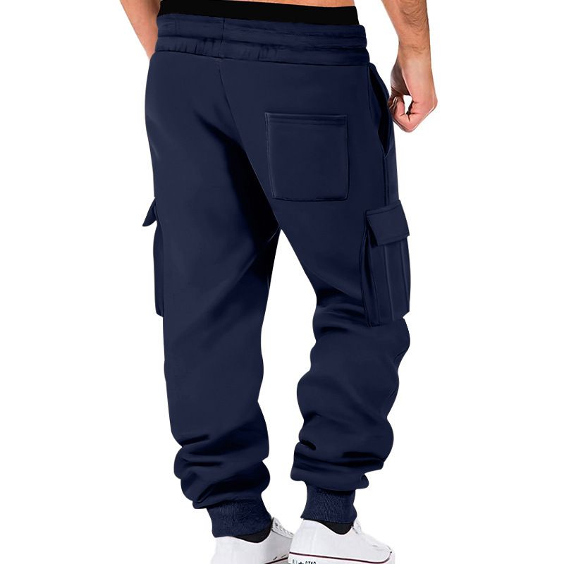 Pantalon cargo en polaire pour homme – Pantalon de jogging chaud pour l'hiver avec cordon de serrage à la taille et poches multiples (10 couleurs, S-XXXL)_voghion.com