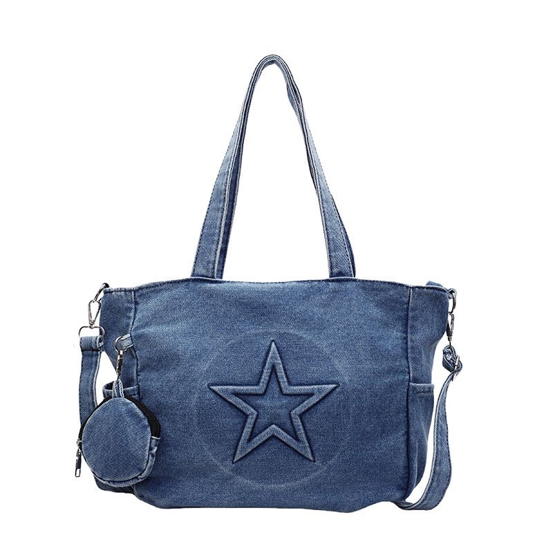 Borsa a tracolla piccola da donna, stile coreano, versatile, da portare sottobraccio, modello 2025, in denim alla moda_voghion.com