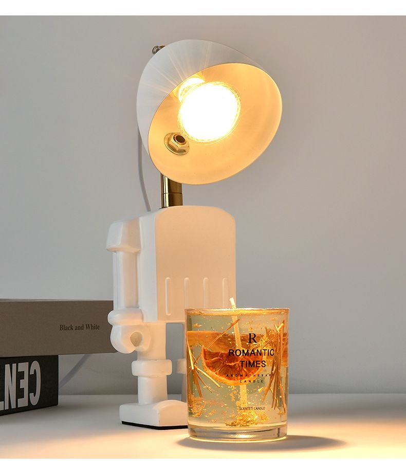 Creative Robot Resin Wax Table Timer Dimmable Bedroom Aromatherapy Bedside Hot Melt Lamp Candle Melting_voghion.com