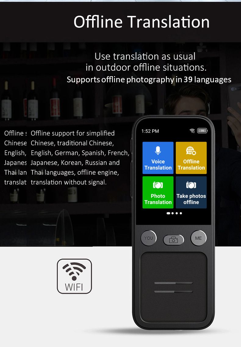 T16 Smart Voice Translator Device - Offline Multilingual Translator With Instant Speech Translation For Japanese, Russian, French_voghion.com