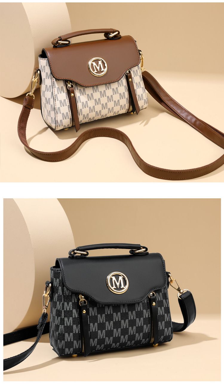 Vintage-Inspired Structured Shoulder Bag For Women - Classic Retro Crossbody & Handbag With Zipper Closure, PU Leather, Medium Size_voghion.com