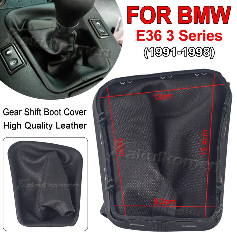 Car Gear Stick Manual Shift Black Leather Boot Plastic Frame For E36 3 Series 1991 1992 1993 1994 1995 1996 1997 1998_voghion.com