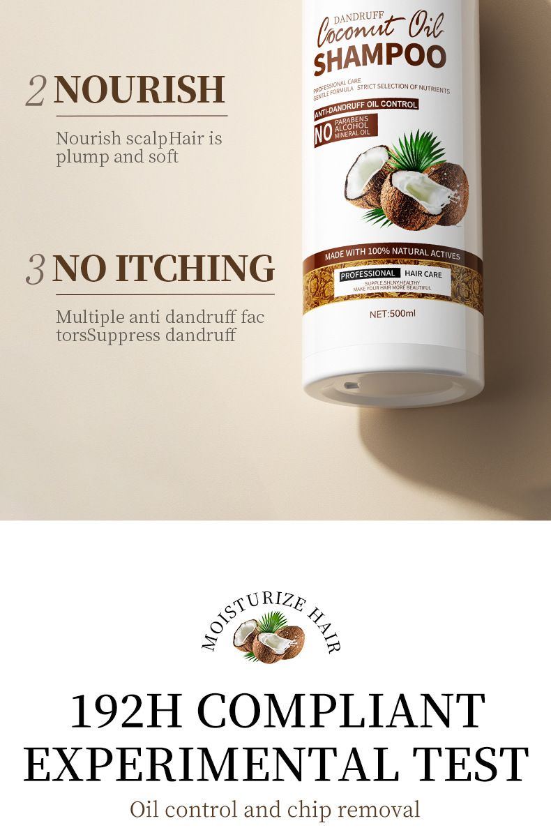 SADOER Szampon nawilżający z kokosem 500 ml, szampon i odżywka przeciwłupieżowa z aminokwasami_voghion.com