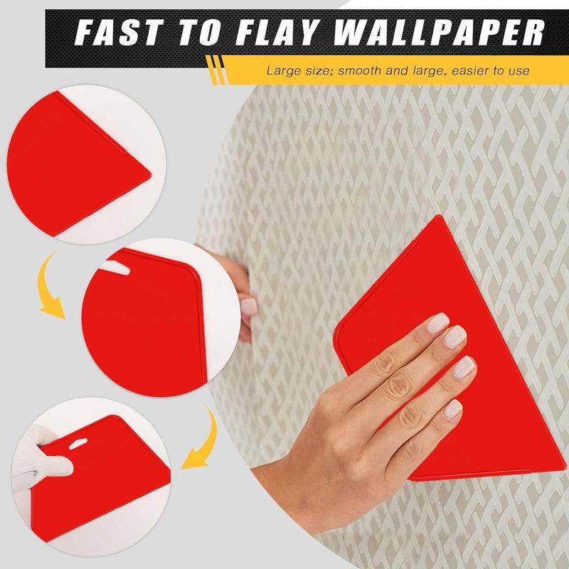 8-Piece Wallpaper Smoothing & Car Wrap Tool Kit With Aluminum Alloy Scraper, Engraving Knife & 5 Blades (2 Variants: Red/Blue & Red/Red)_voghion.com