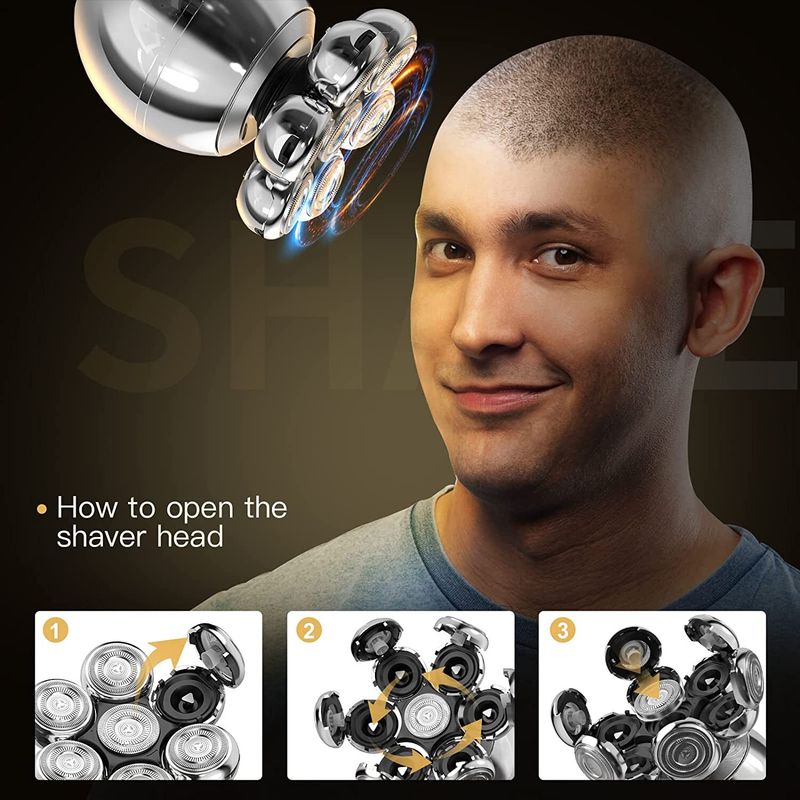 7D Männer Elektrorasierer 7 Kopf Rasierer Glatze Bart Haar Schädel Trimmer Bart Entferner_voghion.com