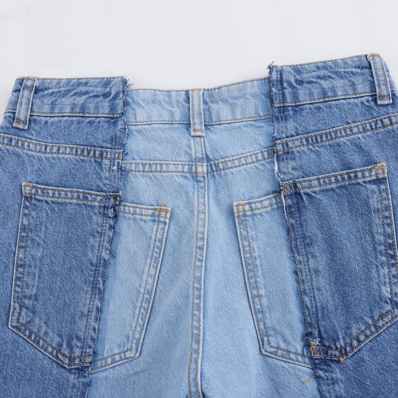 Dametøj 2024 sommer nyt patchwork kjole denim bukser sæt_voghion.com