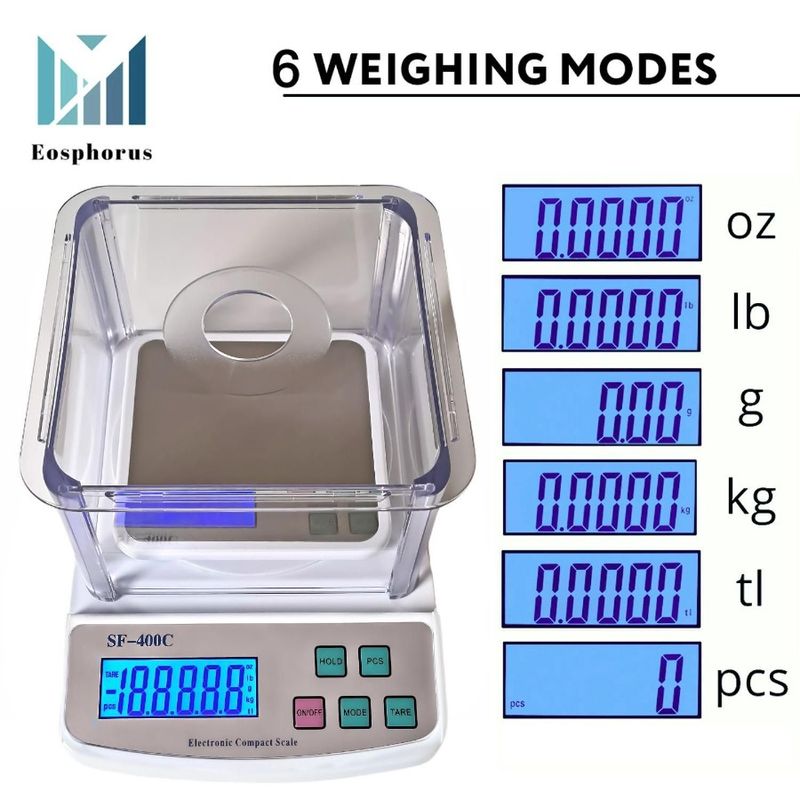 Bilancia digitale con parabrezza, USB, AC e bilancia per grammi, bilancia da laboratorio, precisione digitale, 600 g, bilancia per once, 0,01 g, elettronica_voghion.com