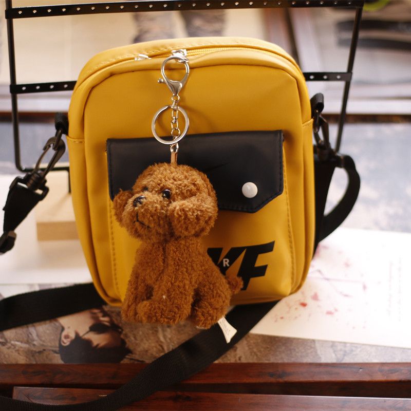 Plush Mini Adorable Teddy Dog Keychain Cute Small Dog Backpack Charm Brown Gift_voghion.com
