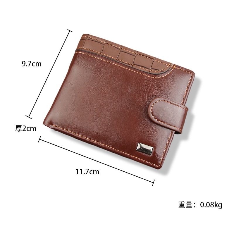 Cartera corta para hombre con hebilla de negocios, de cuero suave, multifunción, con diseño de patchwork, para licencia de conducir_voghion.com