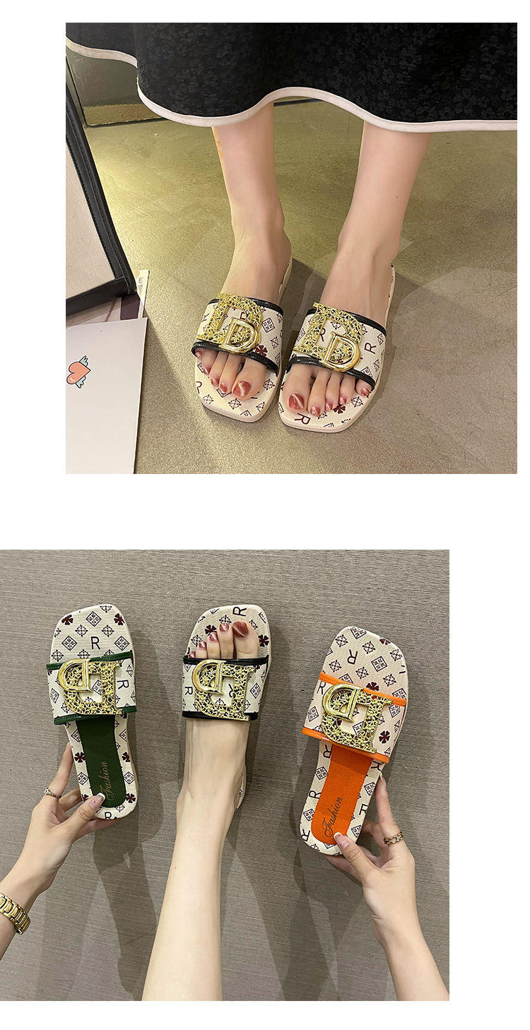 Pantofole da donna estive, multicolori, con fondo piatto, alla moda, sandali da spiaggia alla moda, versatili, pantofole a una linea per_voghion.com